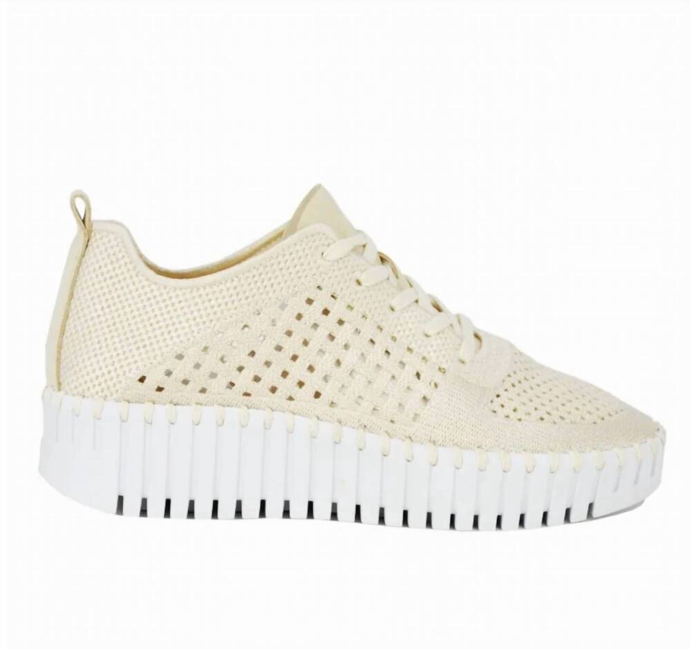NEW ILSE JACOBSEN women's tulip lace-up platform sneaker in beige